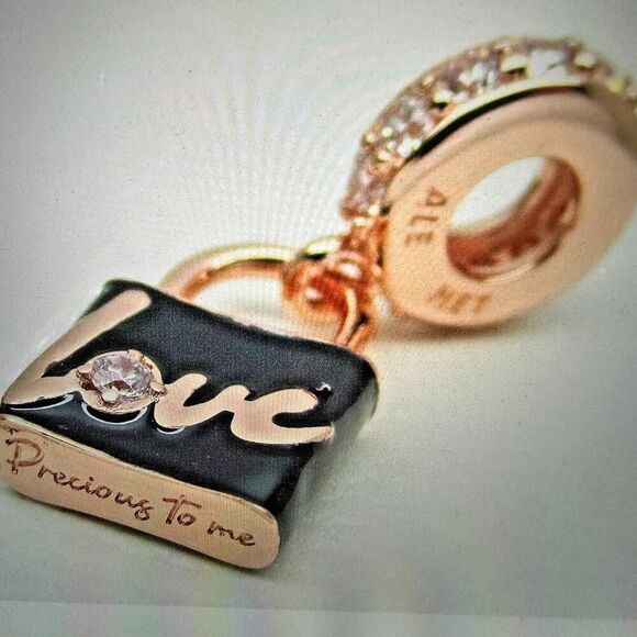 Authentic Pandora , Rose Love Padlock Dangle Valentine Charm #782508C01 - Picture 1 of 3
